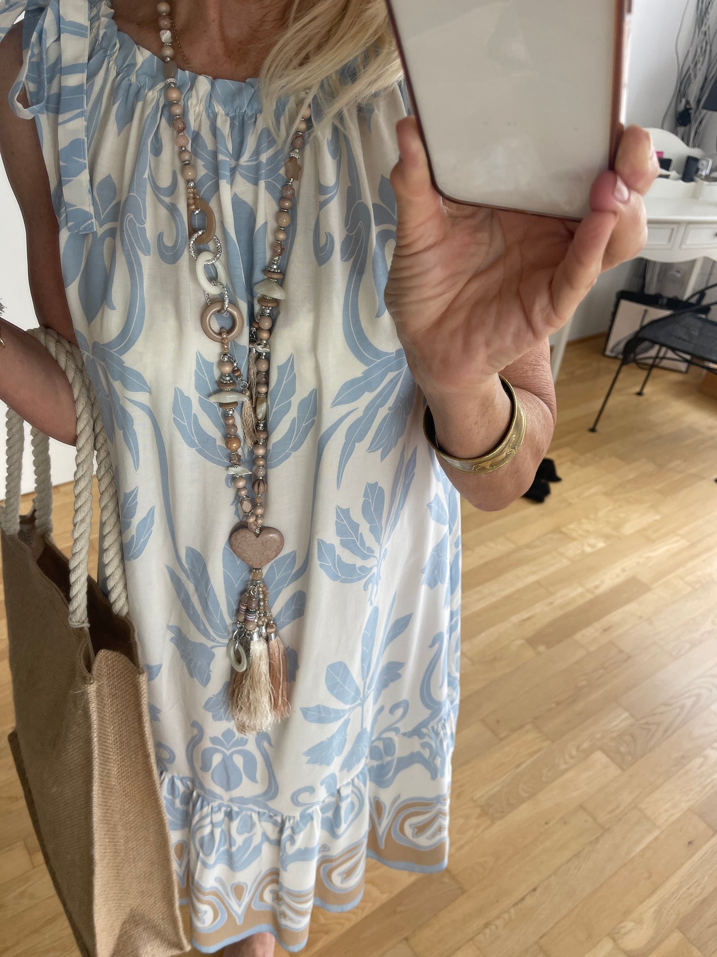 Kleid JOYCE blue/beige jetzt €59,90 im Outlet anstatt €79,90; perfektes, luftig edles Sommerkleid im genialen One-Size-Schnitt